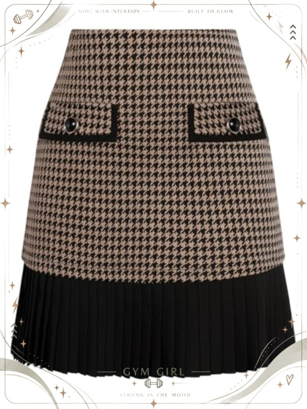 Plaid Mini High Waist Pleated A-Line Skirt Polyester Viscose Elastane